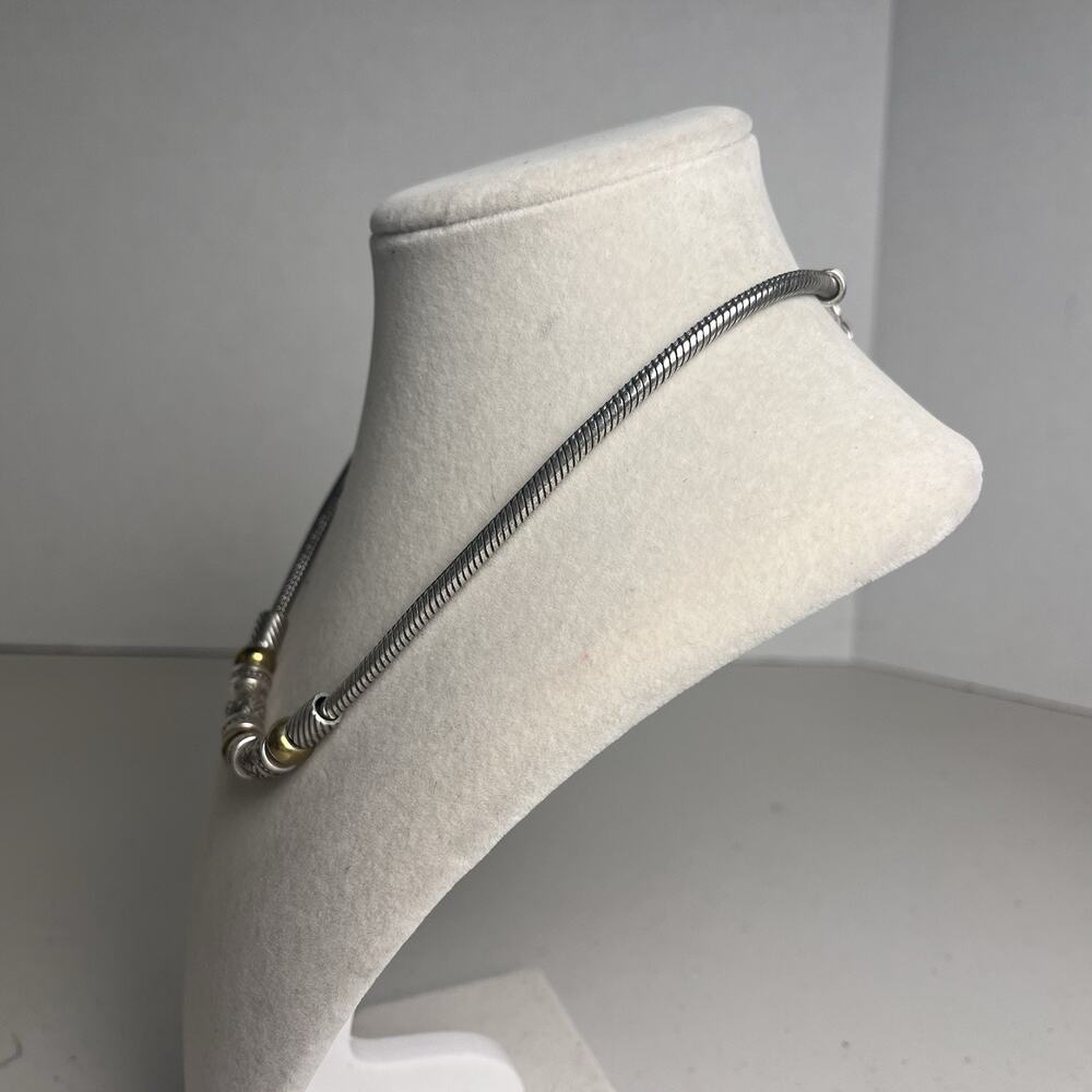 Brighton Travis Necklace Thick Snake Chain Slide Barrel Bead Silver Gold Tone - Picture 7 of 16